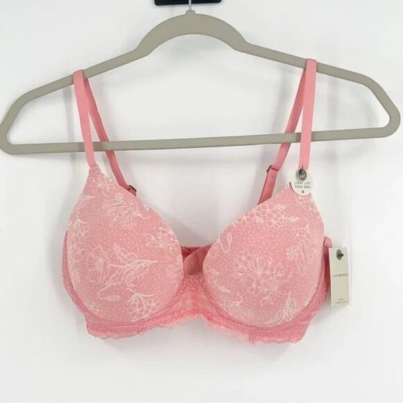 Lucky Brand Bra 34C Underwire Pink Light Lift Demi Floral Pink NWT - Picture 3 of 14